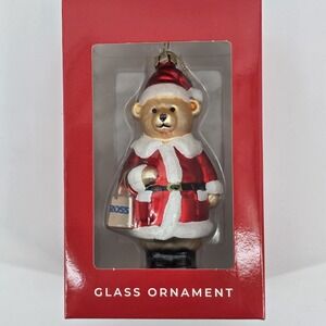 Ross Exclusive 2025 Santa Shopping Teddy Bear‎ Glass Christmas Ornament Holiday